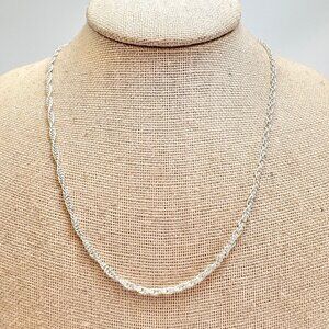 Round Link Chain Necklace Spring Ring Clasp Sterling Silver 925 Size 16" Length